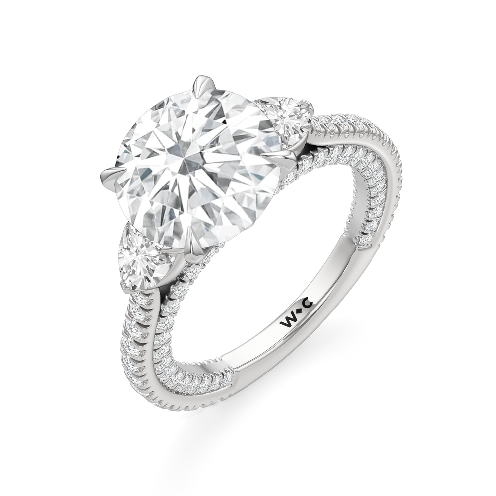 Round Cut The W Crest Engagement Ring with Lab Grown Diamond in 14KT Platinum view 7
