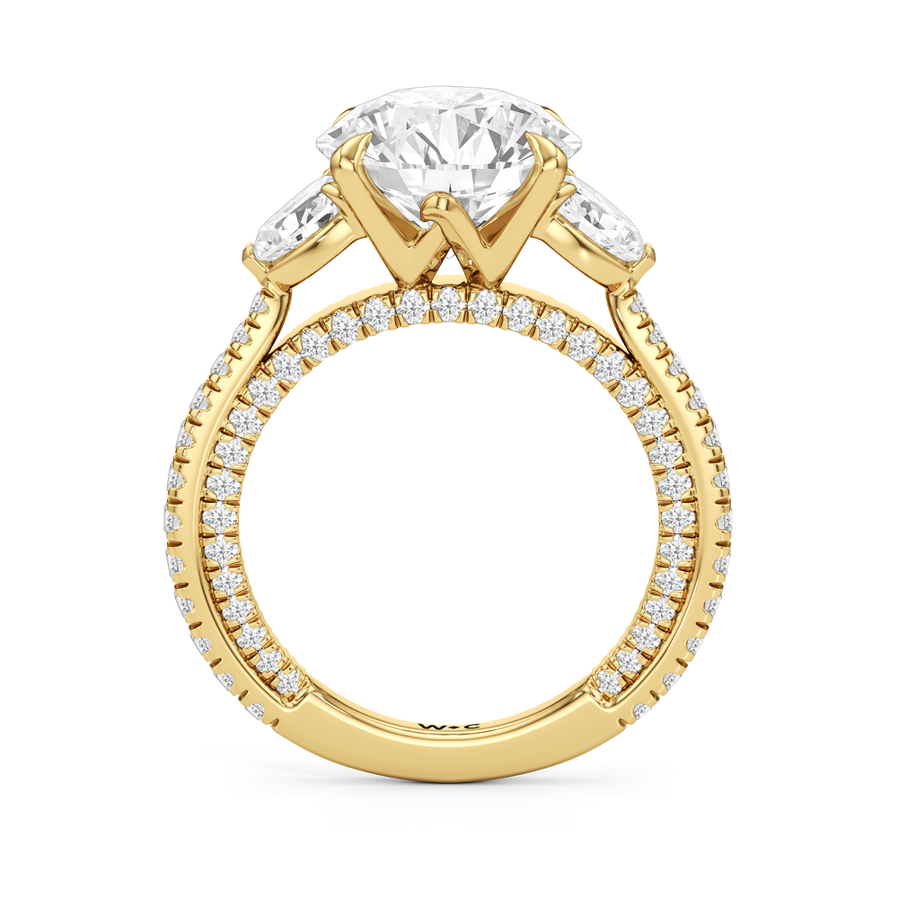 Round Cut The W Crest Engagement Ring with Lab Grown Diamond in 14KT Yellow Gold view 6
