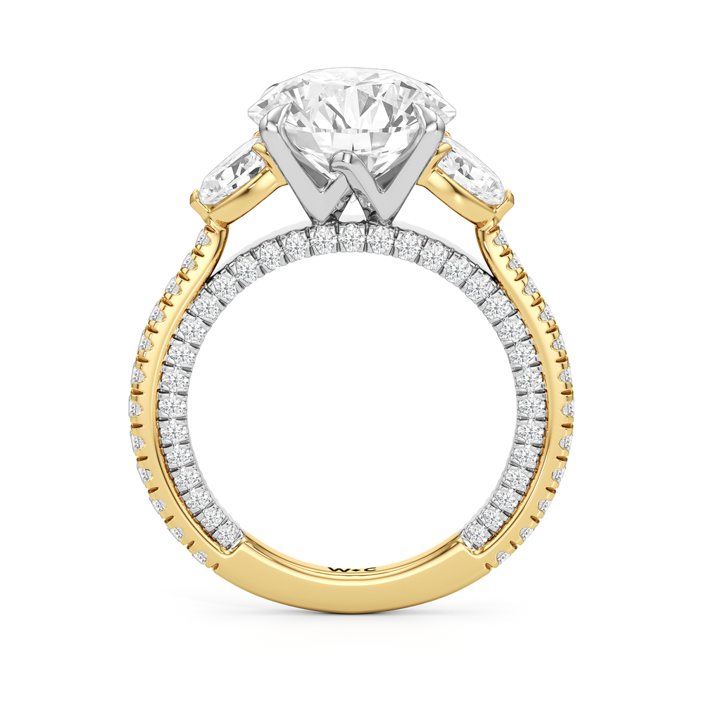 Round Cut The W Crest Engagement Ring with Lab Grown Diamond in 14KT Yellow Gold & Platinum view 6
