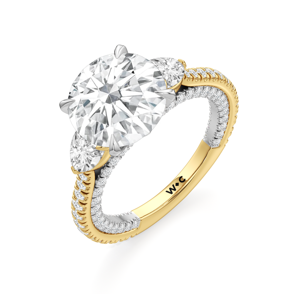 Round Cut The W Crest Engagement Ring with Lab Grown Diamond in 14KT Yellow Gold & Platinum view 7
