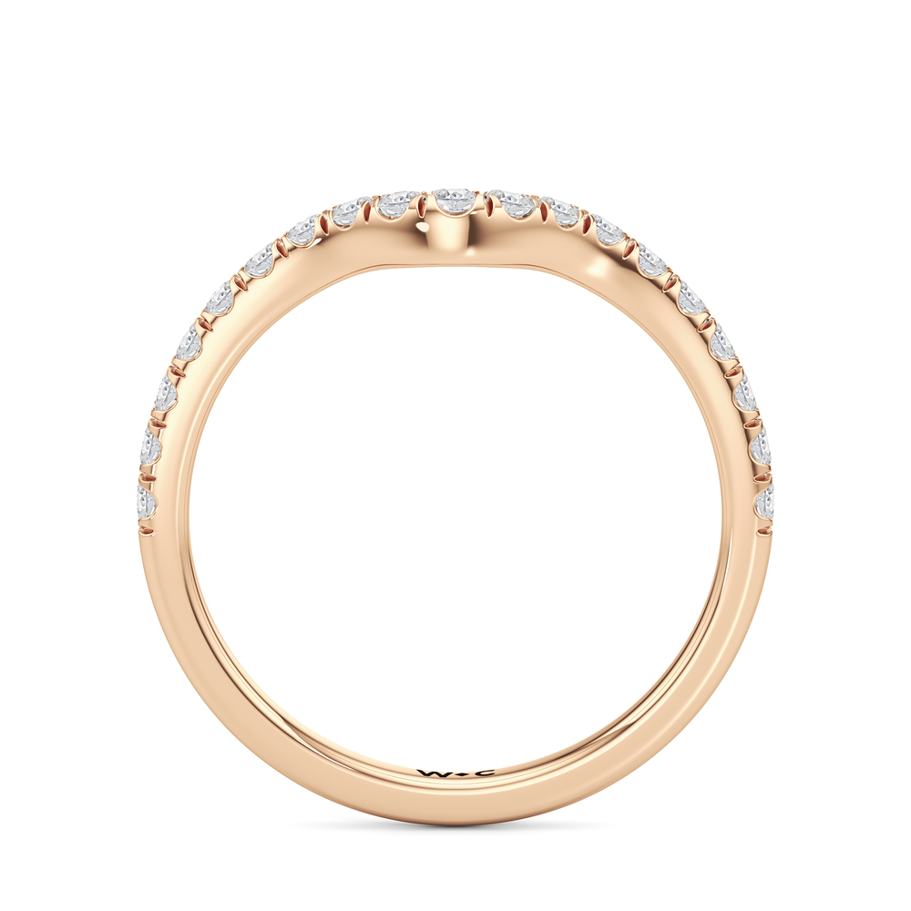 Elegance Half Moon Side Stone Diamond Wedding Band with 18KT Rose Gold Cut Diamond in 14KT Rose Gold view 4
