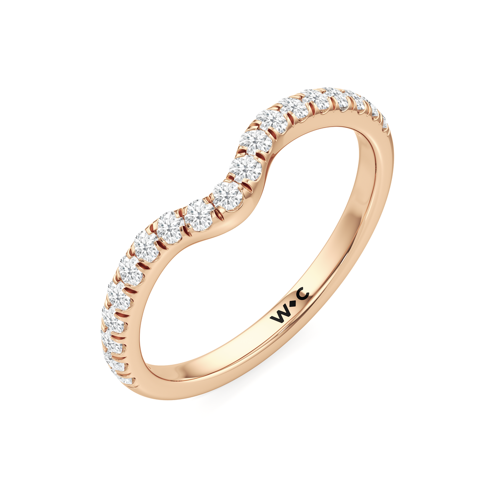 Elegance Half Moon Side Stone Diamond Wedding Band with 18KT Rose Gold Cut Diamond in 14KT Rose Gold view 6
