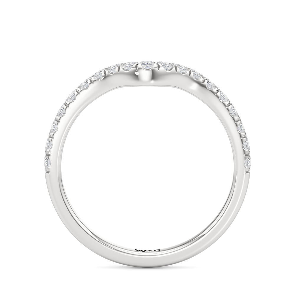 Elegance Half Moon Side Stone Diamond Wedding Band with Platinum Cut Diamond in 14KT Platinum view 4

