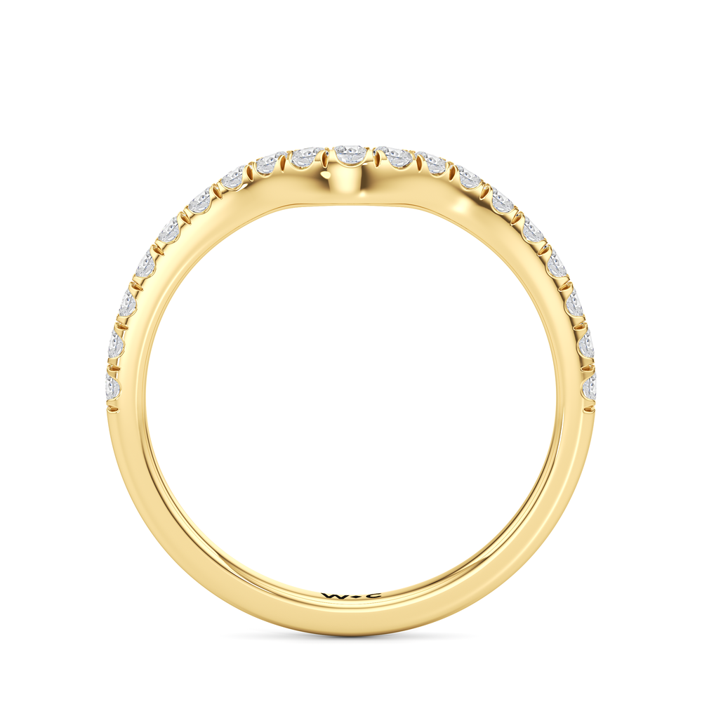 Elegance Half Moon Side Stone Diamond Wedding Band with 18KT Yellow Gold Cut Diamond in 14KT Yellow Gold view 4
