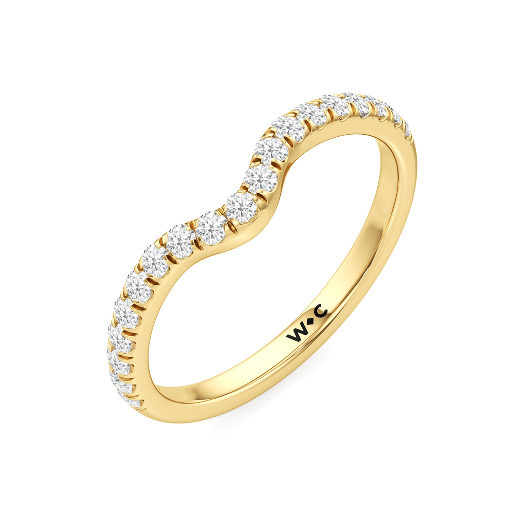 Elegance Half Moon Side Stone Diamond Wedding Band with 18KT Yellow Gold Cut Diamond in 14KT Yellow Gold view 6
