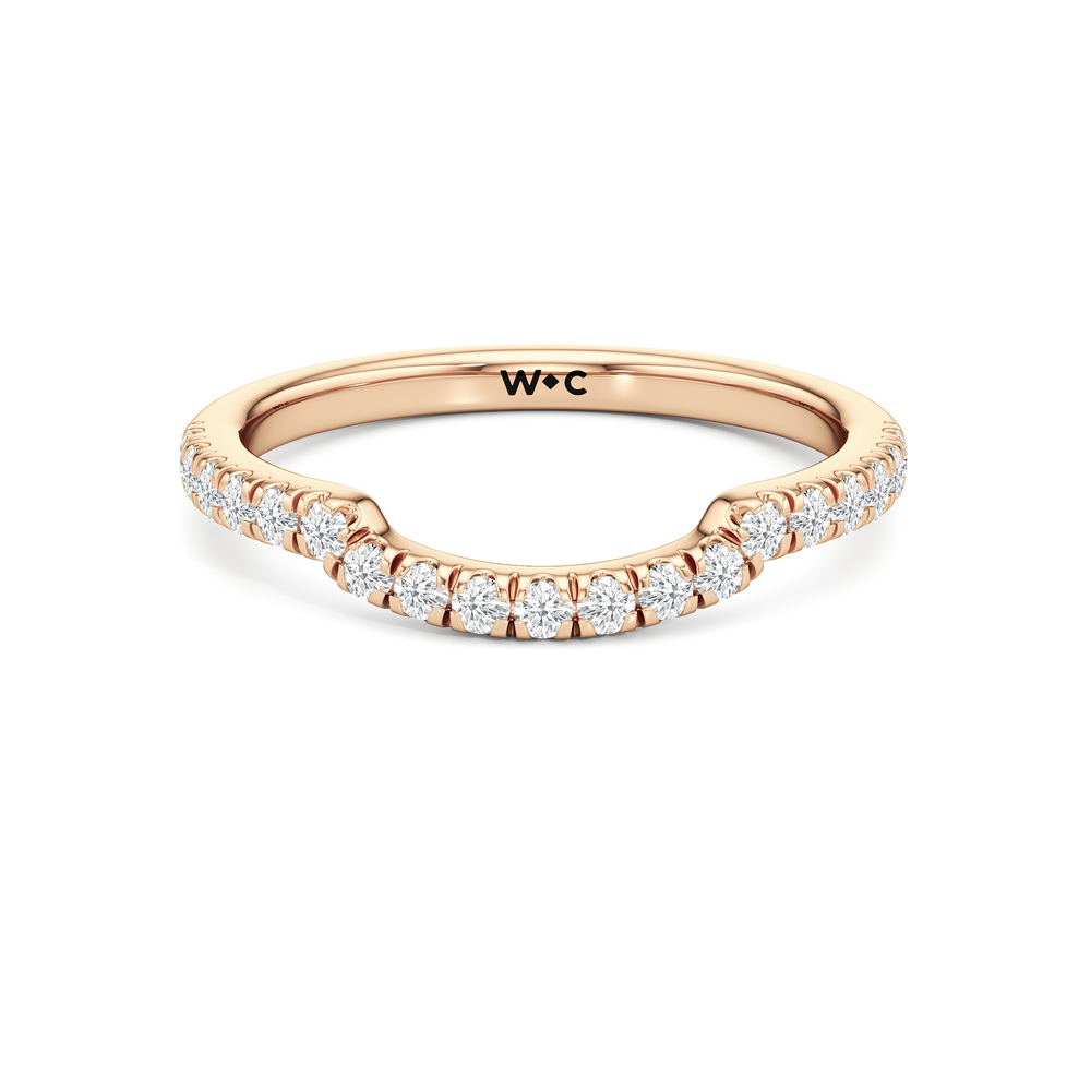 Elegance Trapezoid Side Stone Diamond Wedding Band with 18KT Rose Gold Cut Diamond in 14KT Rose Gold view 1
