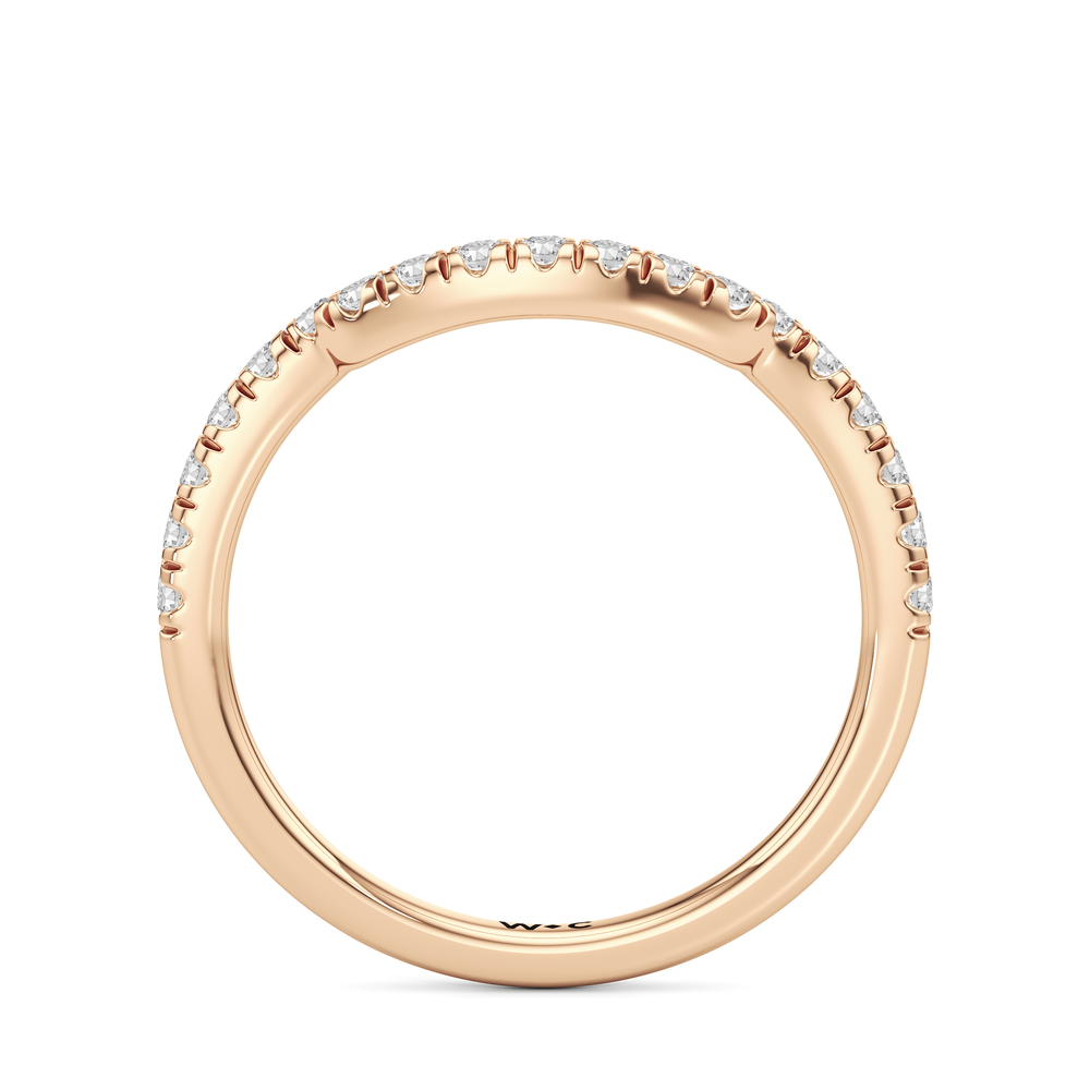 Elegance Trapezoid Side Stone Diamond Wedding Band with 18KT Rose Gold Cut Diamond in 14KT Rose Gold view 4
