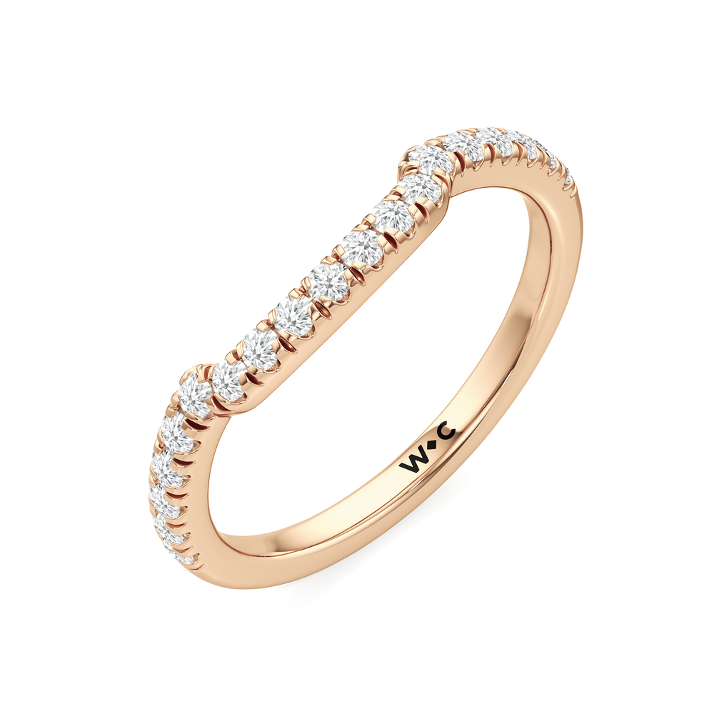 Elegance Trapezoid Side Stone Diamond Wedding Band with 18KT Rose Gold Cut Diamond in 14KT Rose Gold view 6
