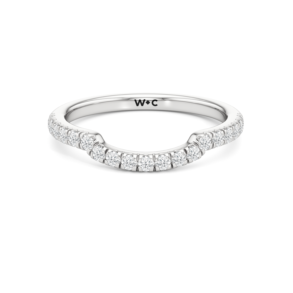 Elegance Trapezoid Side Stone Diamond Wedding Band with Platinum Cut Diamond in 14KT Platinum view 1
