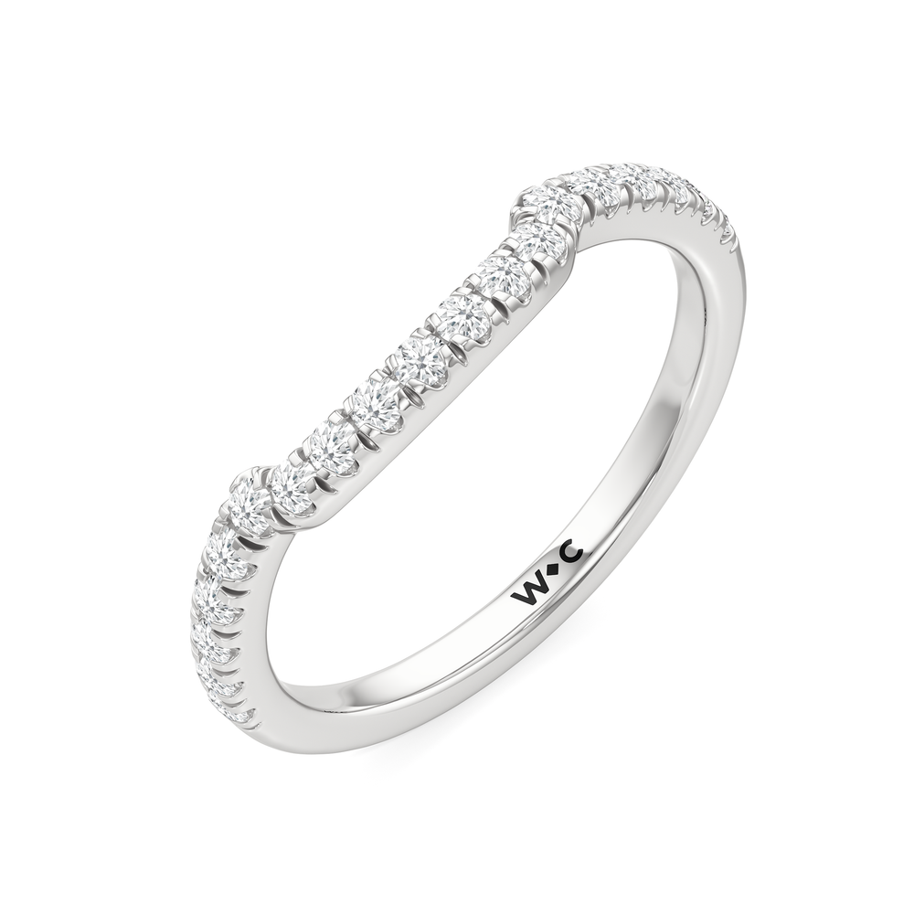 Elegance Trapezoid Side Stone Diamond Wedding Band with Platinum Cut Diamond in 14KT Platinum view 6
