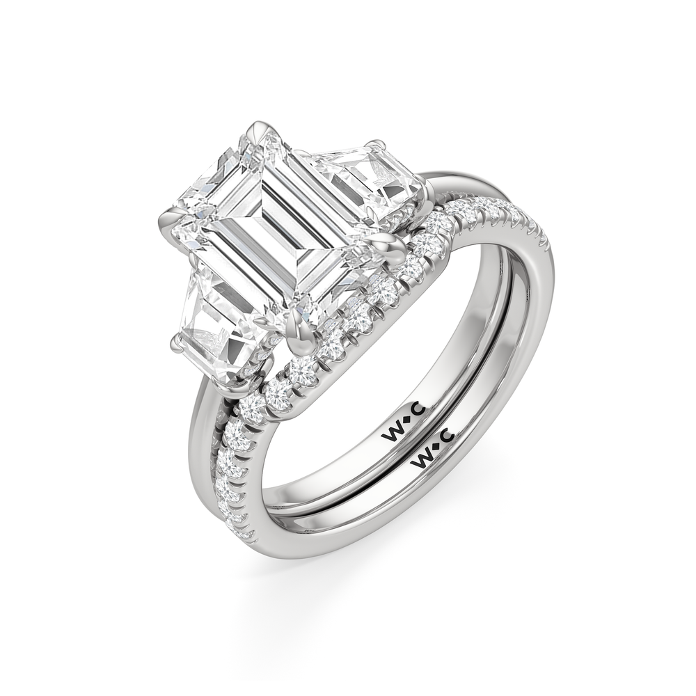 Elegance Trapezoid Side Stone Engagement Ring with Oval Cut Diamond in 14KT Platinum view 7
