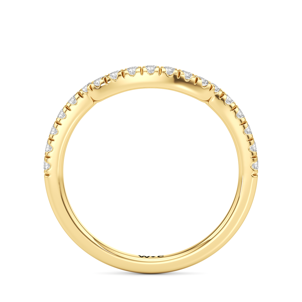 Elegance Trapezoid Side Stone Diamond Wedding Band with 18KT Yellow Gold Cut Diamond in 14KT Yellow Gold view 4
