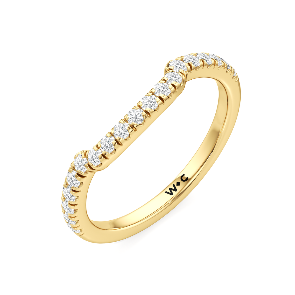 Elegance Trapezoid Side Stone Diamond Wedding Band with 18KT Yellow Gold Cut Diamond in 14KT Yellow Gold view 6
