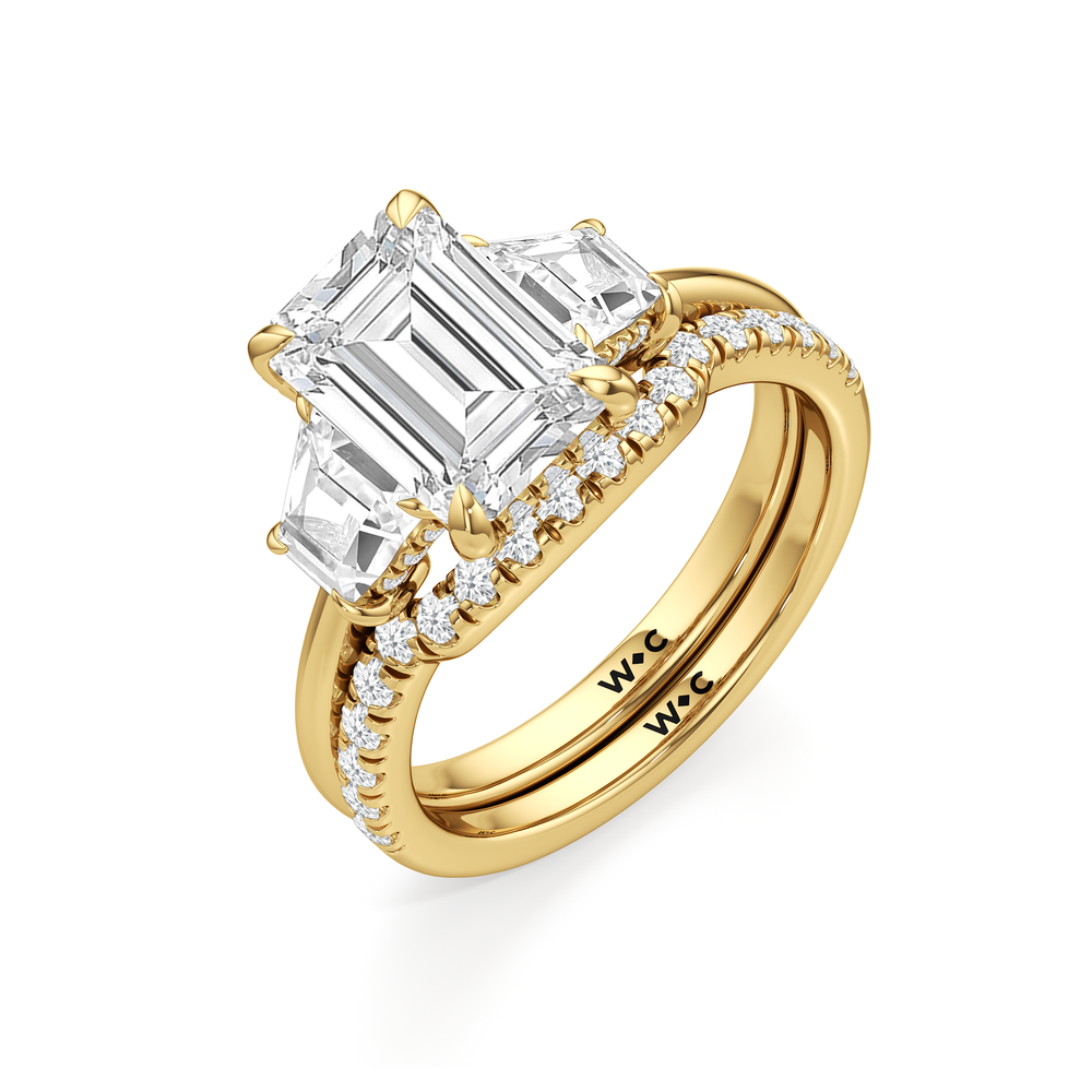 Elegance Trapezoid Side Stone Engagement Ring with Oval Cut Diamond in 14KT Yellow Gold view 7
