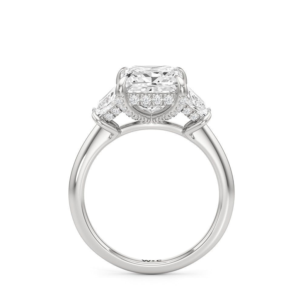 Elegance Trapezoid Side Stone Engagement Ring with Princess Cut Diamond in 14KT Platinum view 5
