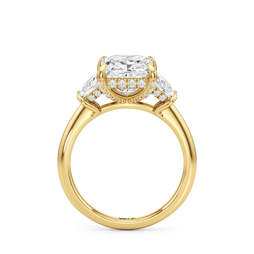 Elegance Trapezoid Side Stone Engagement Ring with Princess Cut Diamond in 14KT Yellow Gold view 5
