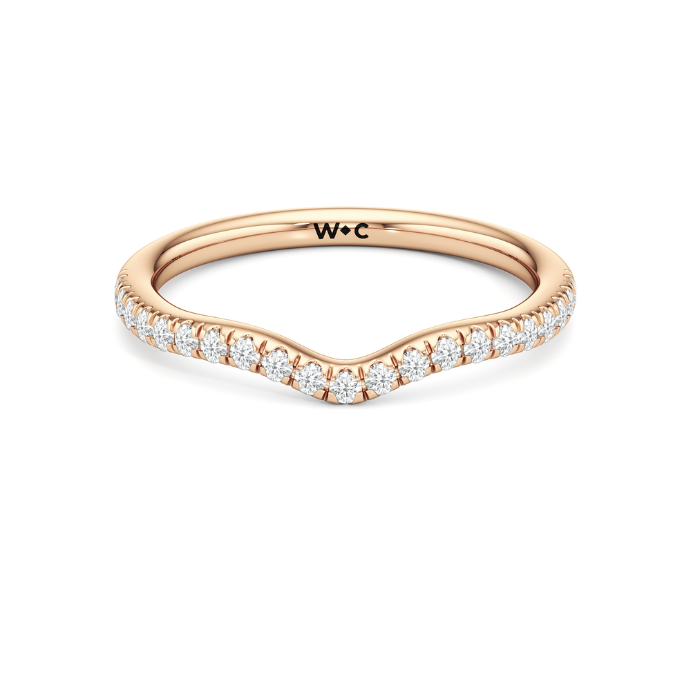 Elegance Baguette Three Stone Diamond Wedding Band with 18KT Rose Gold Cut Diamond in 14KT Rose Gold view 1
