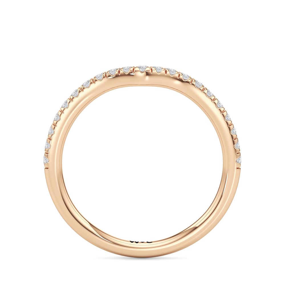 Elegance Baguette Three Stone Diamond Wedding Band with 18KT Rose Gold Cut Diamond in 14KT Rose Gold view 4
