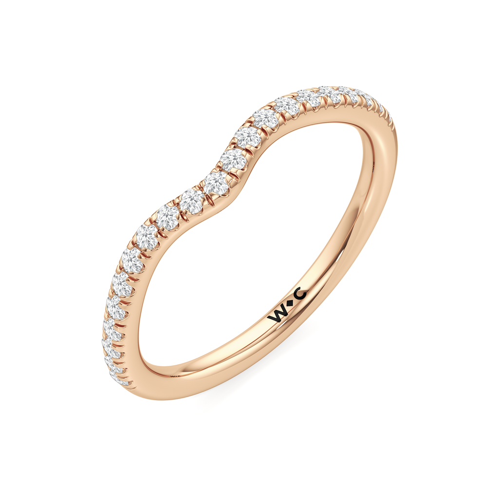 Elegance Baguette Three Stone Diamond Wedding Band with 18KT Rose Gold Cut Diamond in 14KT Rose Gold view 6
