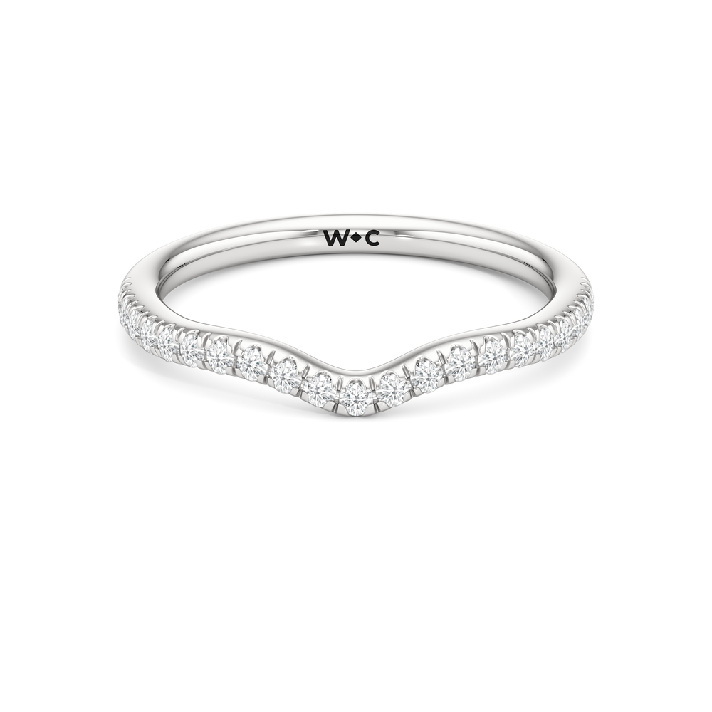 Elegance Baguette Three Stone Diamond Wedding Band with Platinum Cut Diamond in 14KT Platinum view 1
