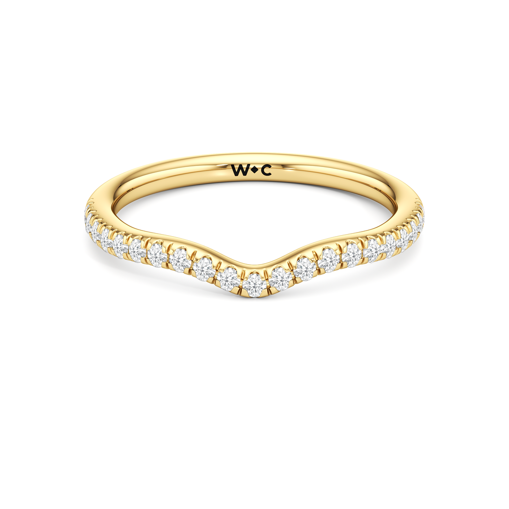 Elegance Baguette Three Stone Diamond Wedding Band with 18KT Yellow Gold Cut Diamond in 14KT Yellow Gold view 1
