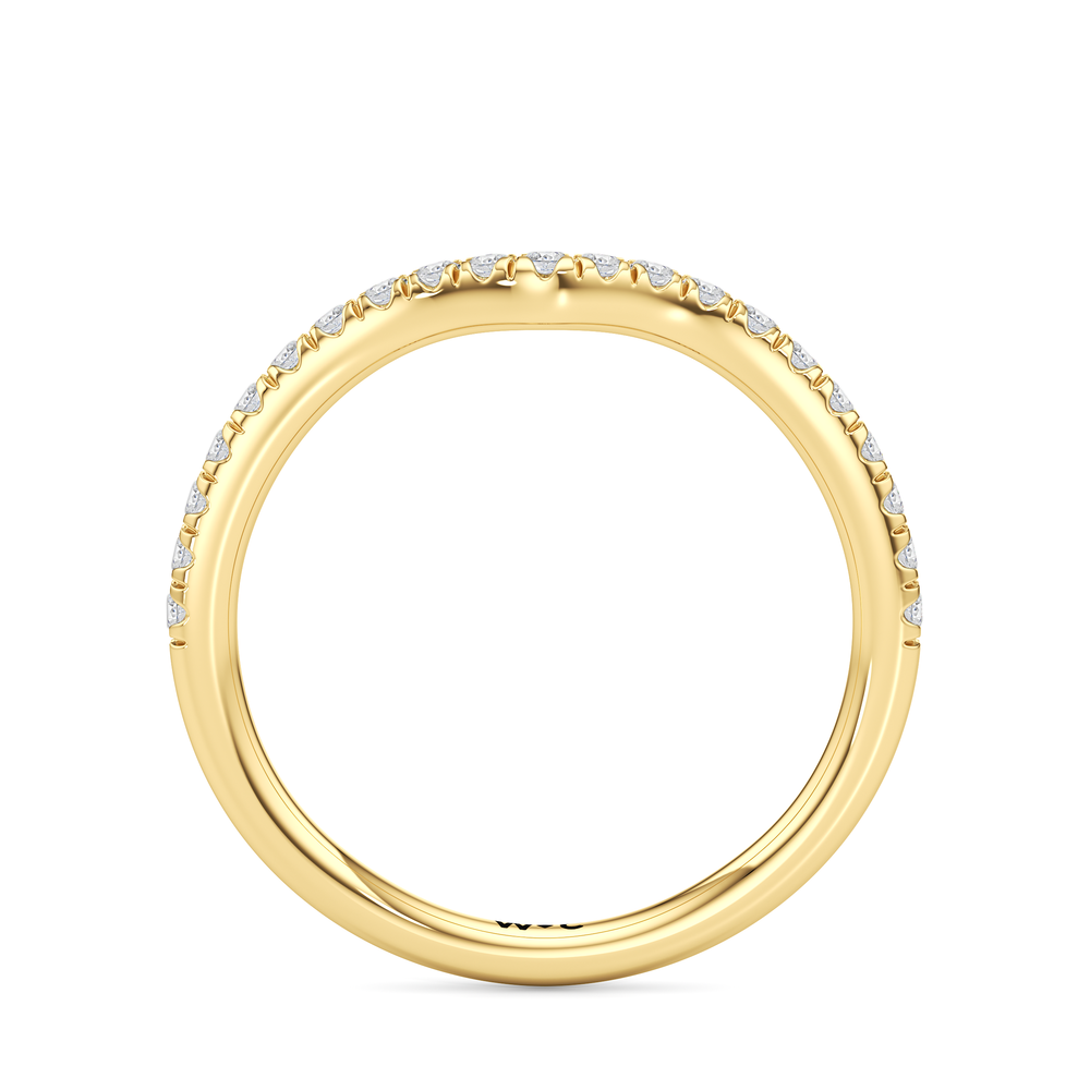 Elegance Baguette Three Stone Diamond Wedding Band with 18KT Yellow Gold Cut Diamond in 14KT Yellow Gold view 4
