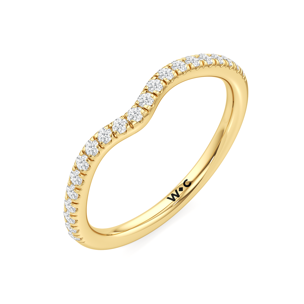 Elegance Baguette Three Stone Diamond Wedding Band with 18KT Yellow Gold Cut Diamond in 14KT Yellow Gold view 6
