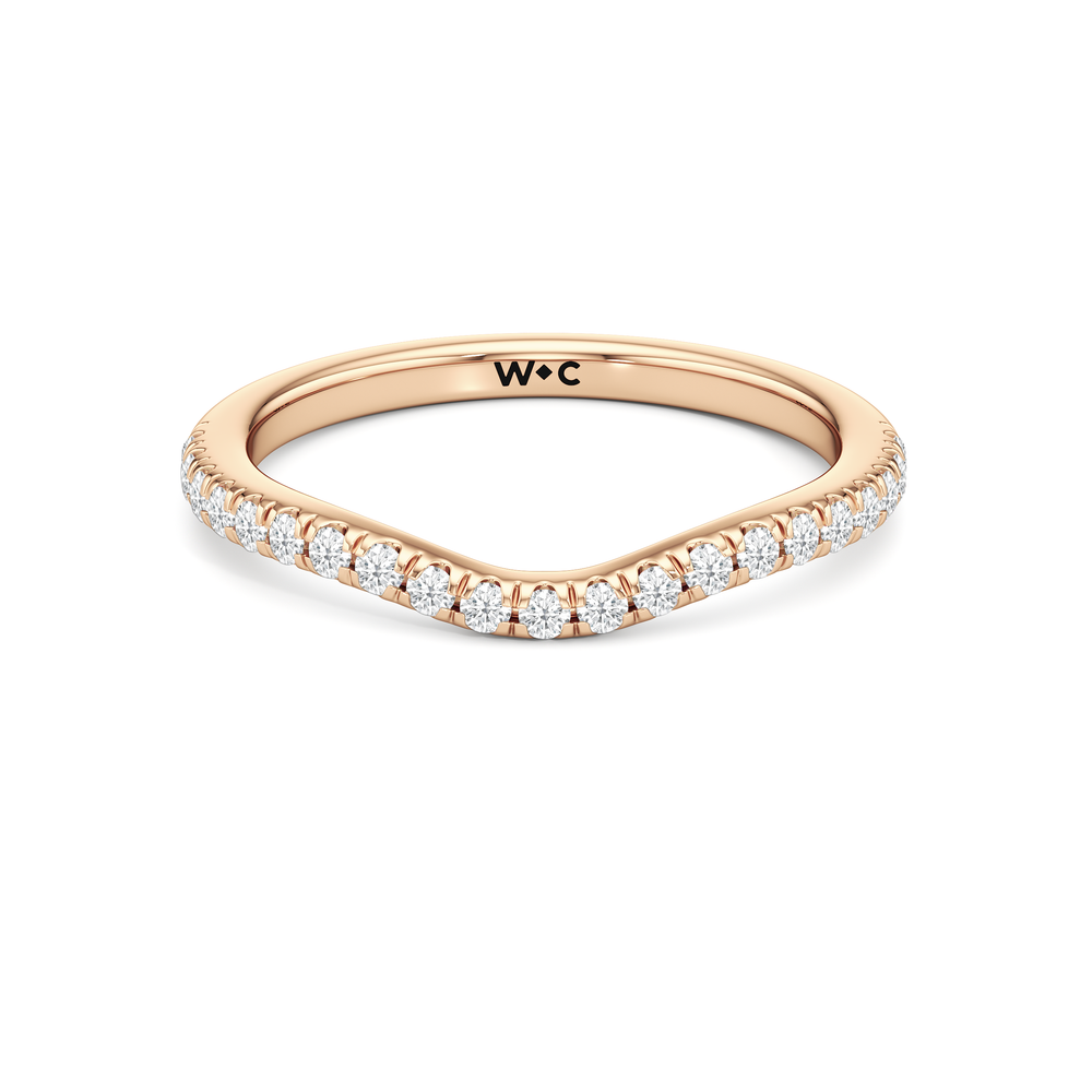 Elegance Trillion Side Stone Diamond Wedding Band with 18KT Rose Gold Cut Diamond in 14KT Rose Gold view 1
