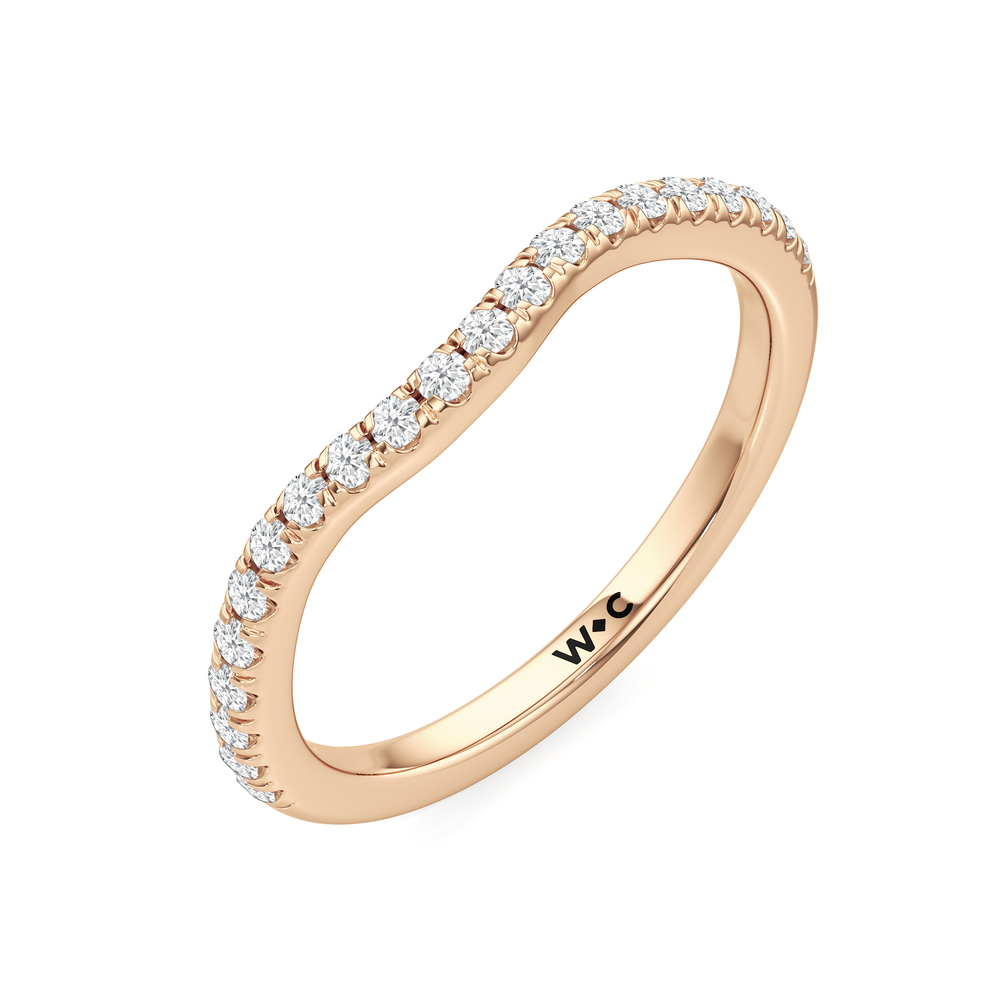 Elegance Trillion Side Stone Diamond Wedding Band with 18KT Rose Gold Cut Diamond in 14KT Rose Gold view 6

