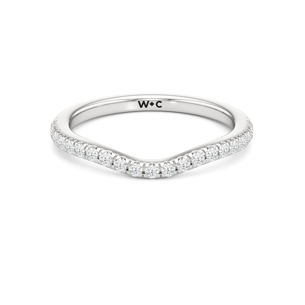 Elegance Trillion Side Stone Diamond Wedding Band with Platinum Cut Diamond in 14KT Platinum view 1
