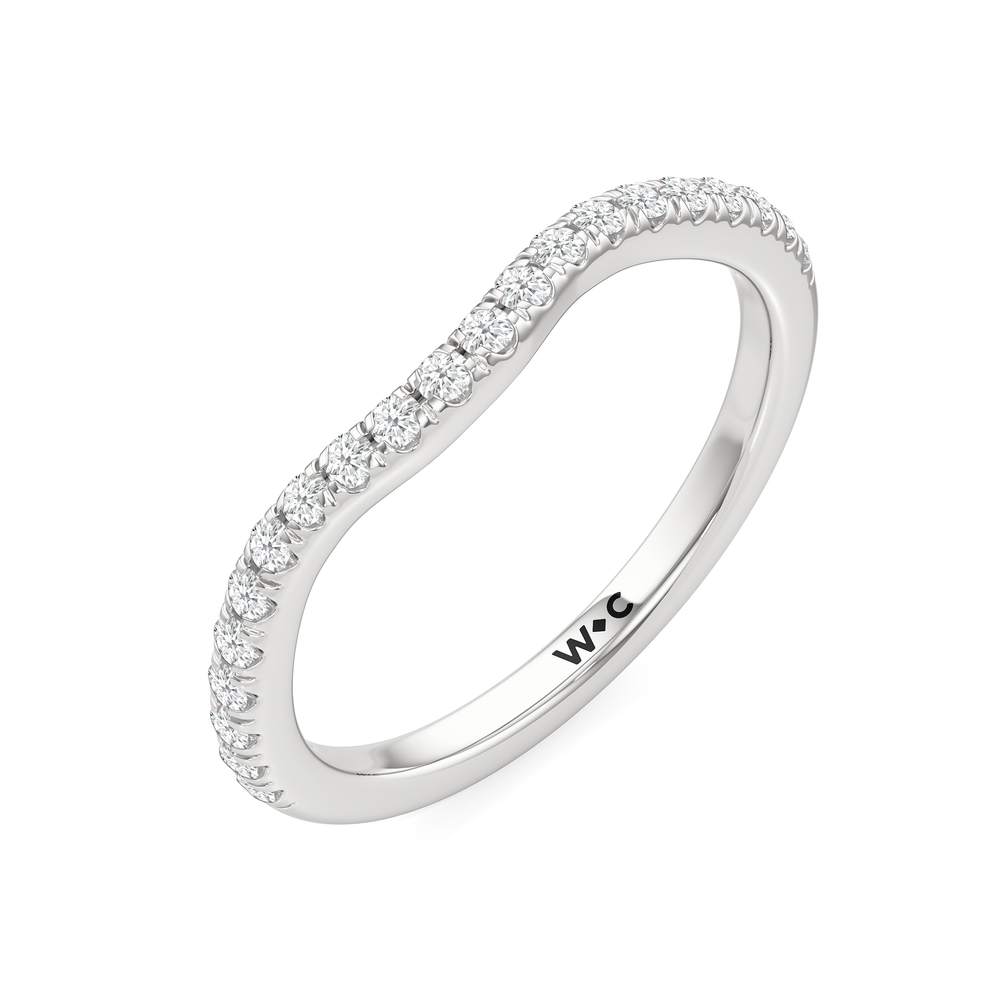 Elegance Trillion Side Stone Diamond Wedding Band with Platinum Cut Diamond in 14KT Platinum view 6
