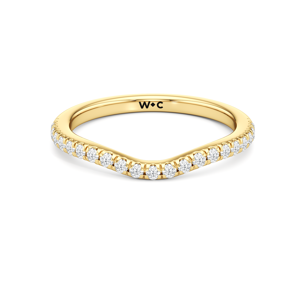 Elegance Trillion Side Stone Diamond Wedding Band with 18KT Yellow Gold Cut Diamond in 14KT Yellow Gold view 1
