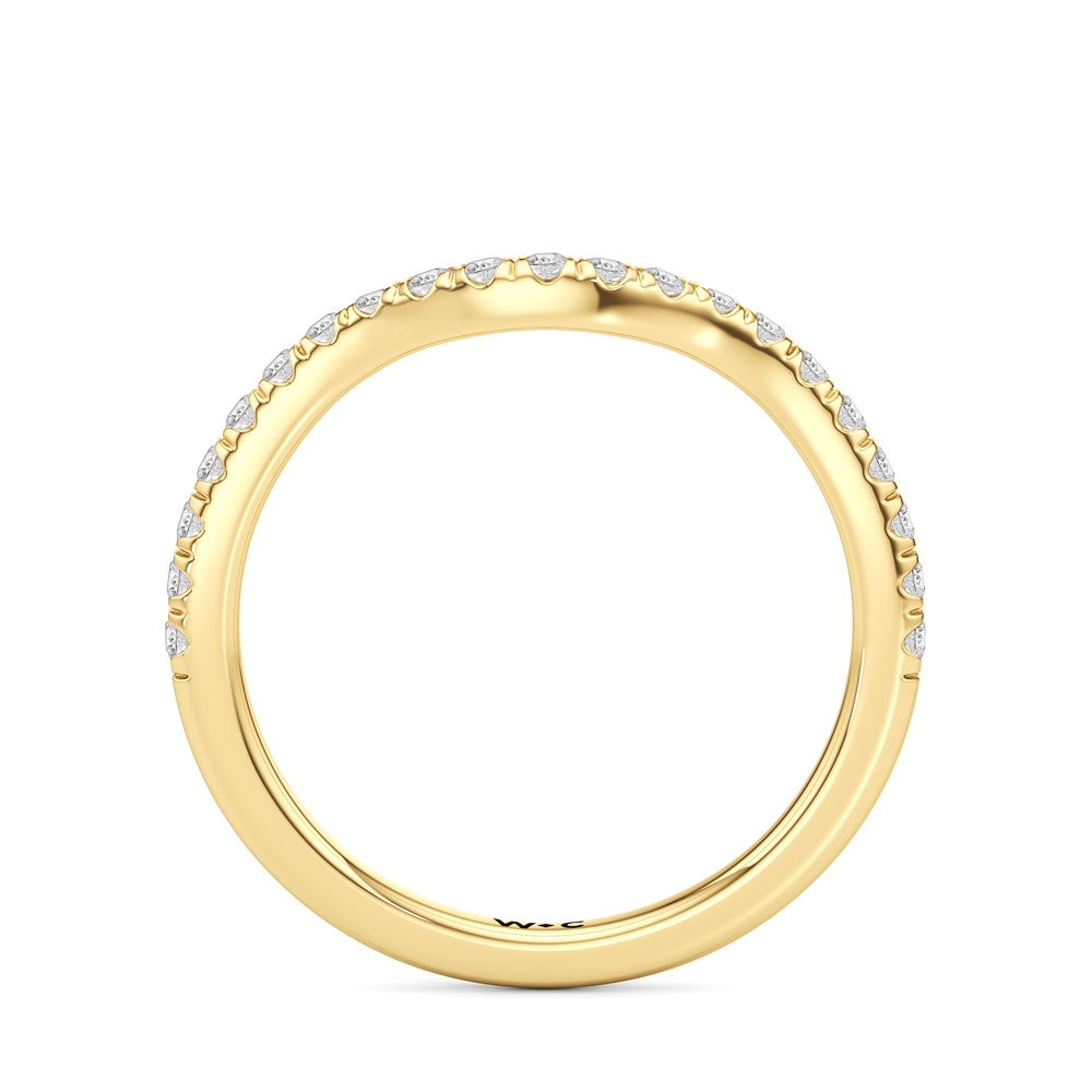 Elegance Trillion Side Stone Diamond Wedding Band with 18KT Yellow Gold Cut Diamond in 14KT Yellow Gold view 4
