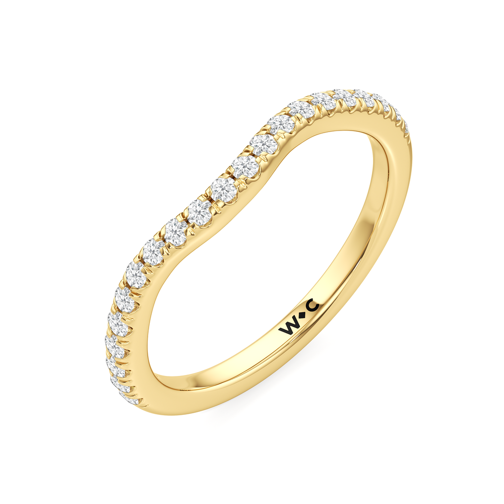 Elegance Trillion Side Stone Diamond Wedding Band with 18KT Yellow Gold Cut Diamond in 14KT Yellow Gold view 6
