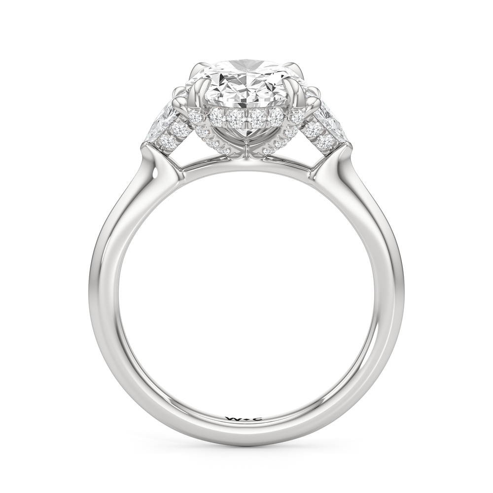 Elegance Trillion Side Stone Engagement Ring with Oval Cut Diamond in 14KT Platinum view 5
