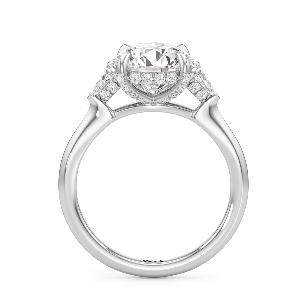 Elegance Trillion Side Stone Engagement Ring with Round Cut Diamond in 14KT Platinum view 5
