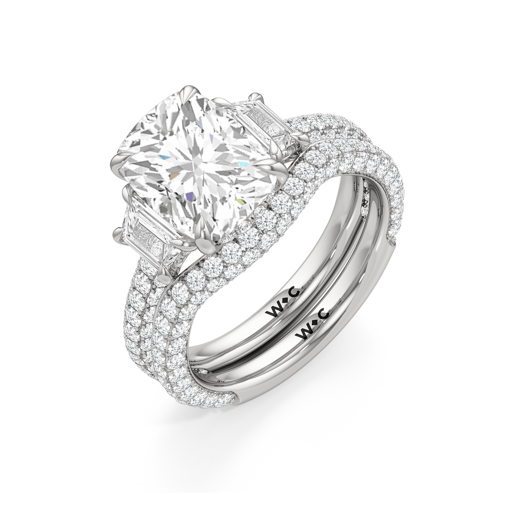 Oval Cut The Windsor Trapezoid Three Stone Ring with Lab Grown Diamond in 14KT Platinum view 8
