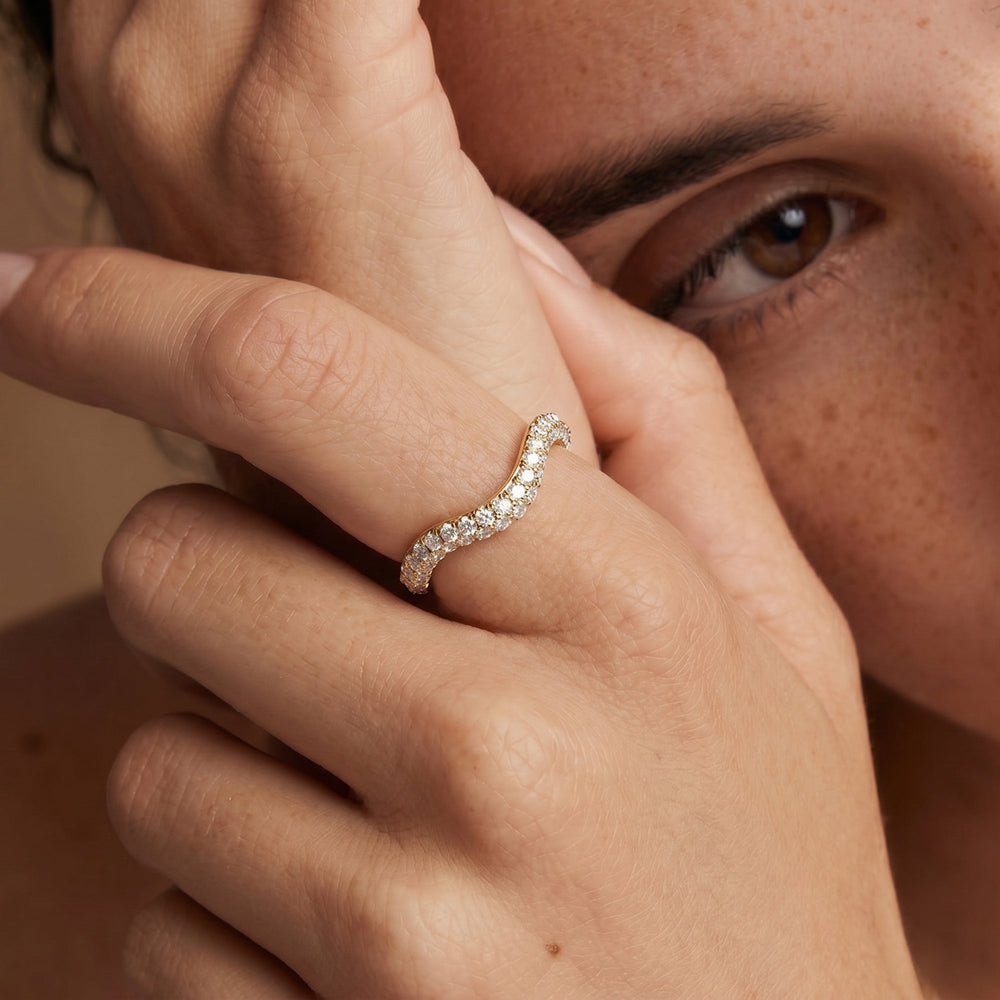 The Windsor Trapezoid Three Stone Diamond Wedding Band with Platinum Cut Diamond in 14KT Platinum view 3

