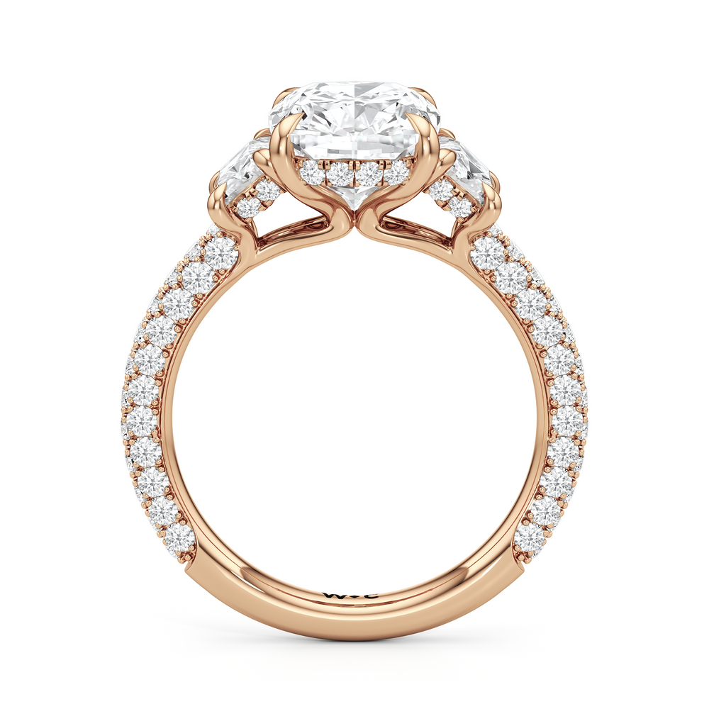 Elongated Cushion Cut The Windsor Trapezoid Three Stone Ring with Lab Grown Diamond in 14KT Rose Gold view 6
