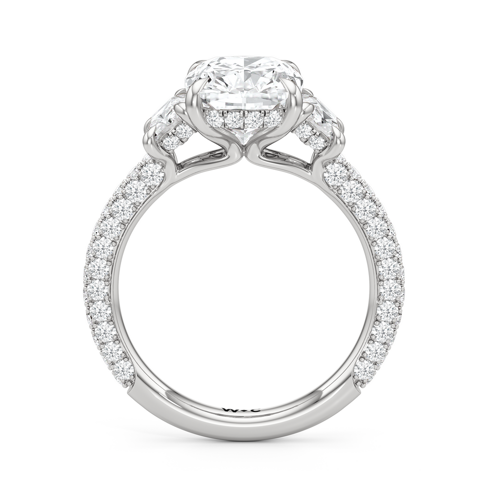 Elongated Cushion Cut The Windsor Trapezoid Three Stone Ring with Lab Grown Diamond in 14KT Platinum view 6
