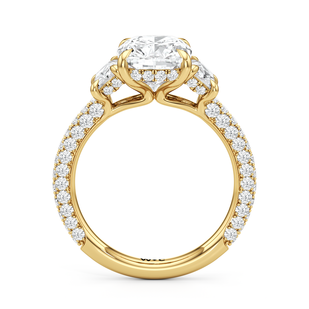 Elongated Cushion Cut The Windsor Trapezoid Three Stone Ring with Lab Grown Diamond in 14KT Yellow Gold view 6
