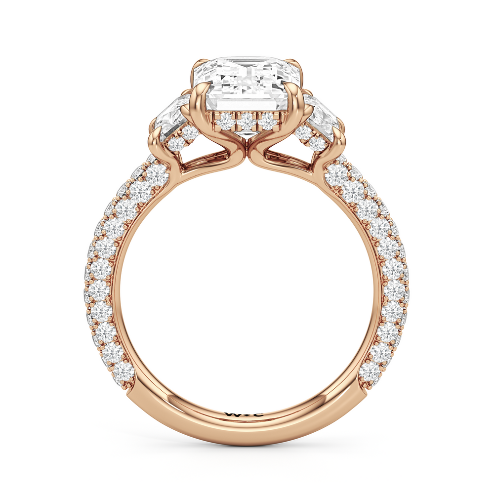 Emerald Cut The Windsor Trapezoid Three Stone Ring with Lab Grown Diamond in 14KT Rose Gold view 6
