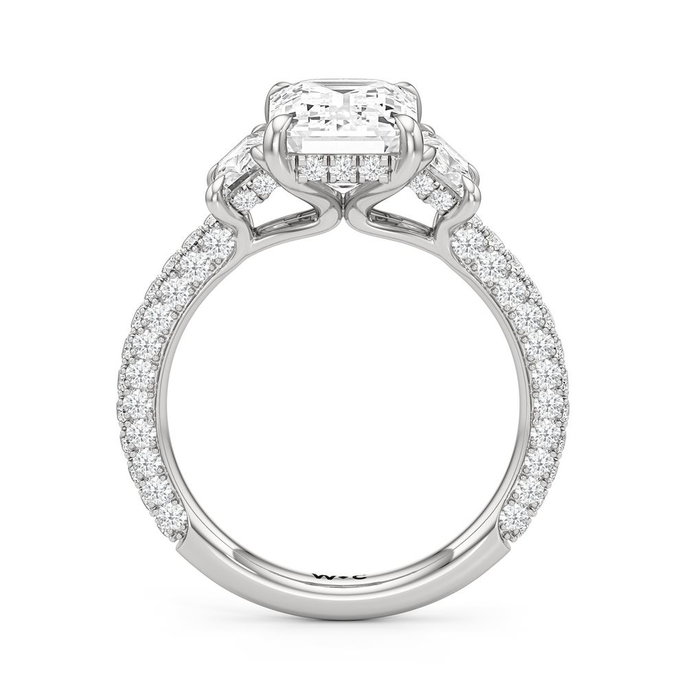 Emerald Cut The Windsor Trapezoid Three Stone Ring with Lab Grown Diamond in 14KT Platinum view 6
