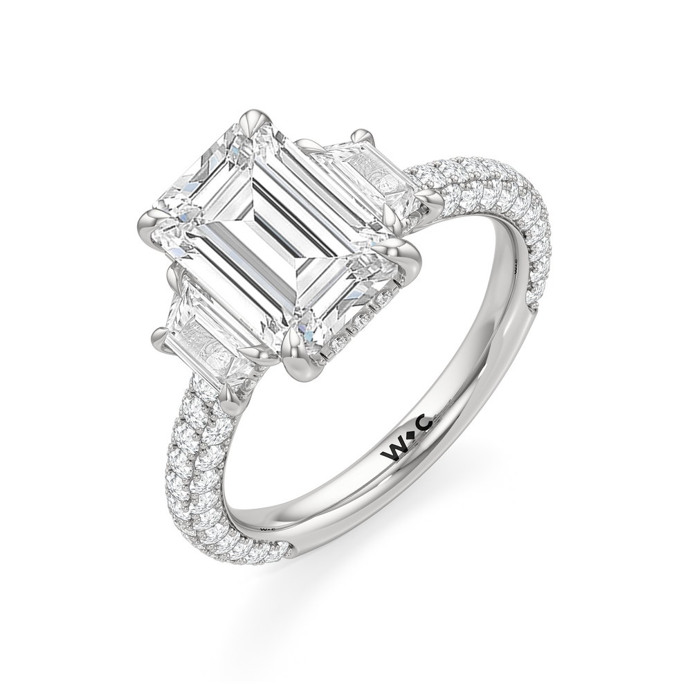 Emerald Cut The Windsor Trapezoid Three Stone Ring with Lab Grown Diamond in 14KT Platinum view 7
