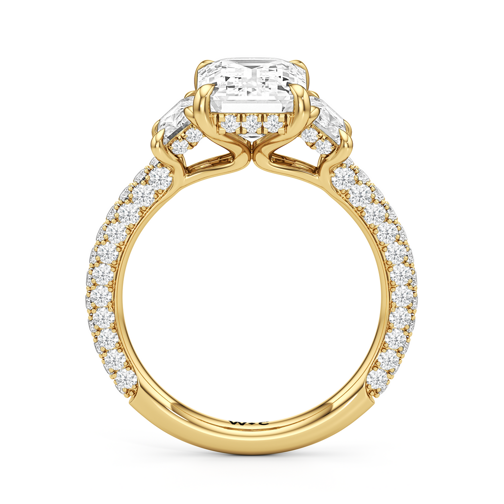 Emerald Cut The Windsor Trapezoid Three Stone Ring with Lab Grown Diamond in 14KT Yellow Gold view 6
