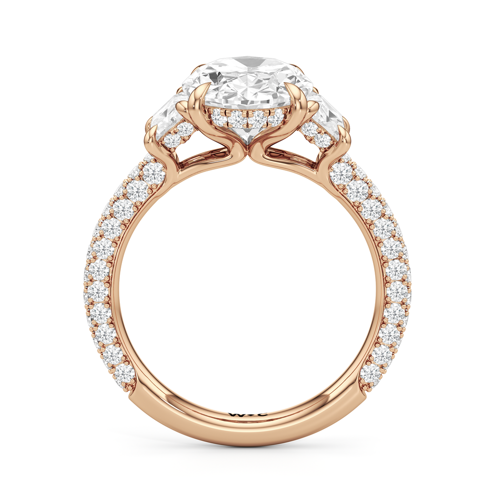 Oval Cut The Windsor Trapezoid Three Stone Ring with Lab Grown Diamond in 14KT Rose Gold view 6
