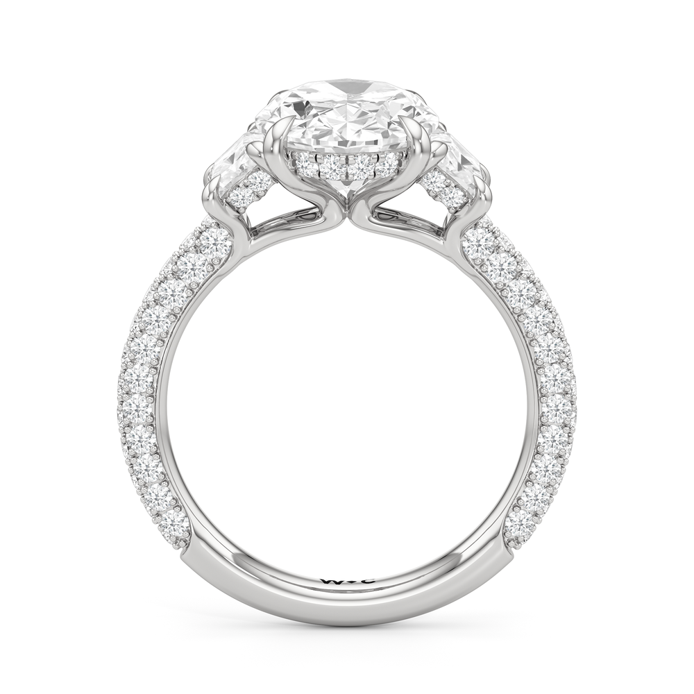 Oval Cut The Windsor Trapezoid Three Stone Ring with Lab Grown Diamond in 14KT Platinum view 6
