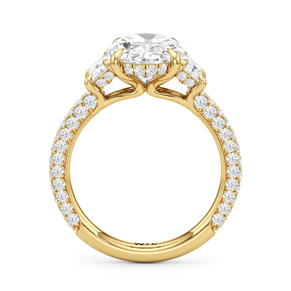 Oval Cut The Windsor Trapezoid Three Stone Ring with Lab Grown Diamond in 14KT Yellow Gold view 6
