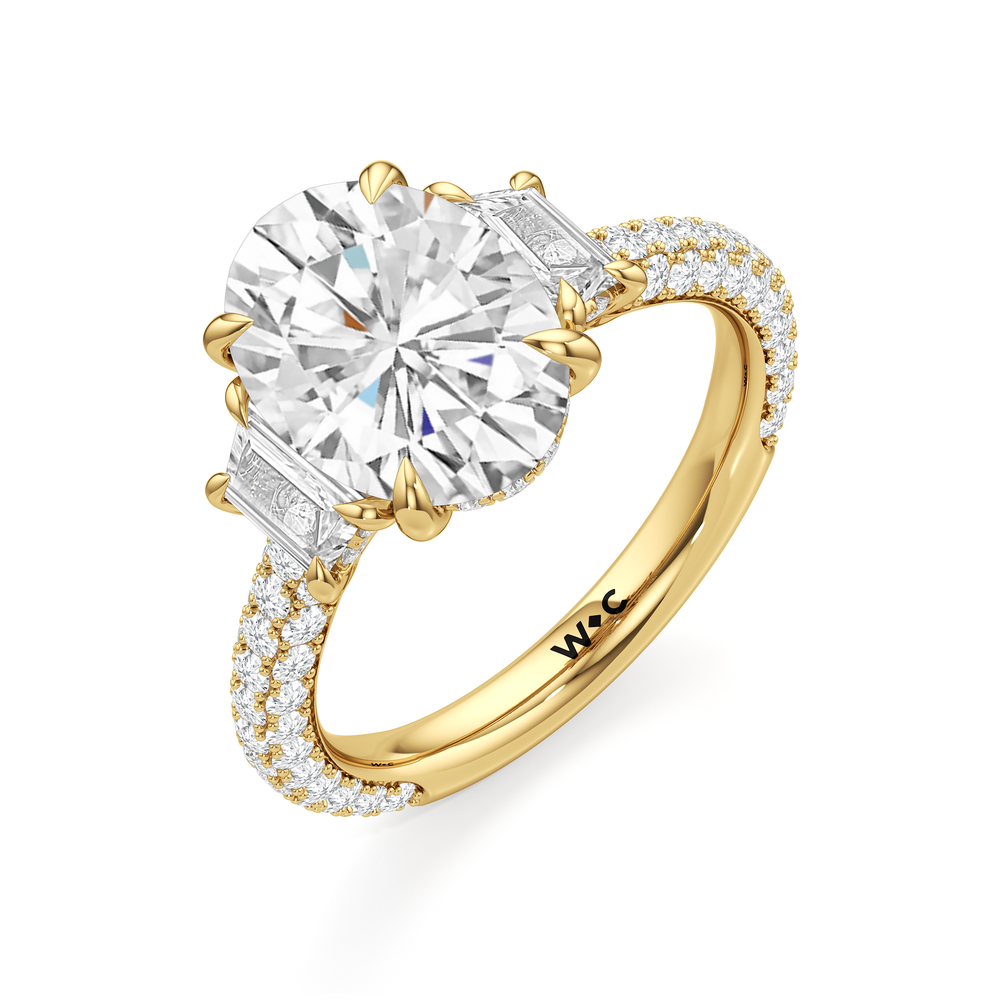 Oval Cut The Windsor Trapezoid Three Stone Ring with Lab Grown Diamond in 14KT Yellow Gold view 7
