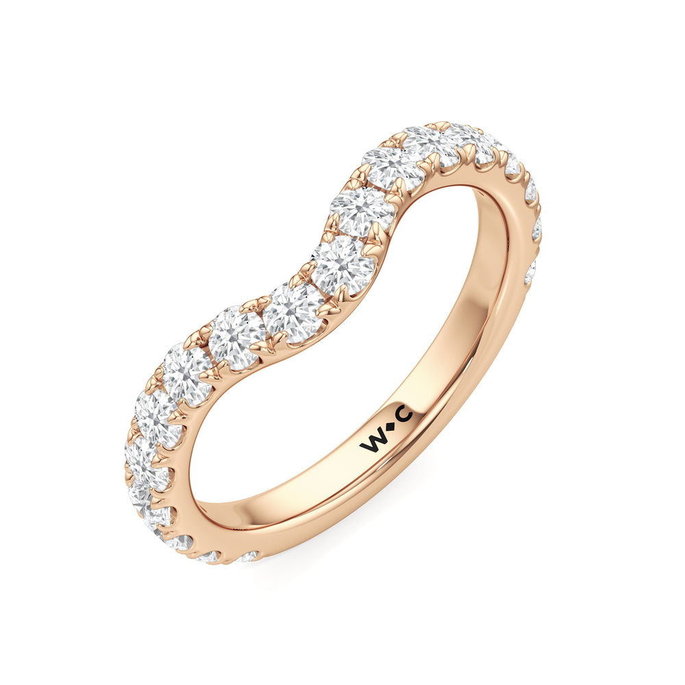 Elan Pear Diamond Wedding Band with 18KT Rose Gold Cut Diamond in 14KT Rose Gold view 5
